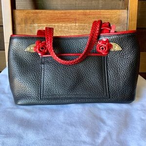 Brighton Black Pebbled Leather Double Handled Bag